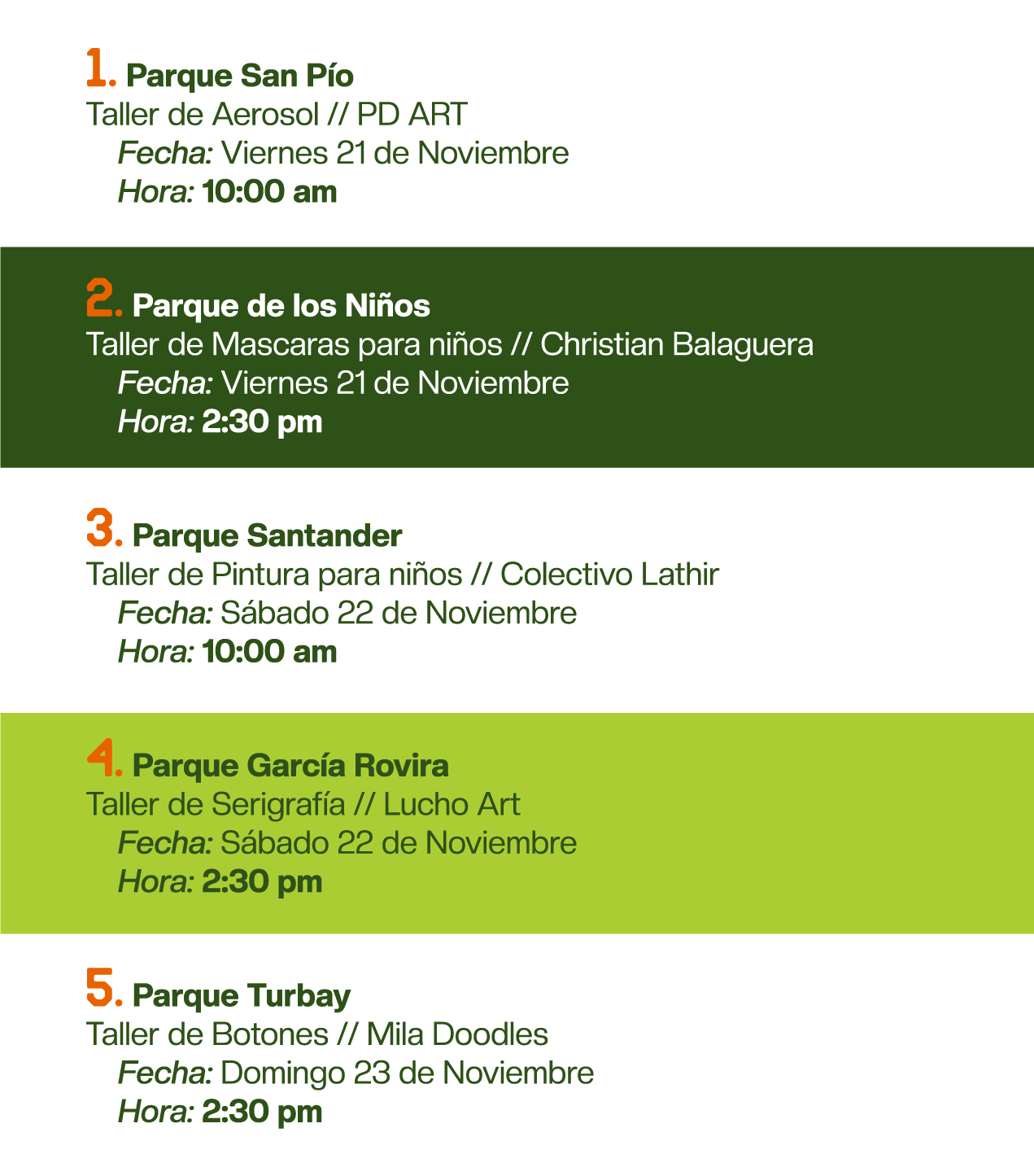 Cronograma del evento